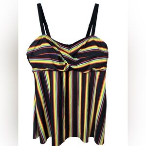 Denater Multicolor Striped Tankini Bathing Suit NWOT